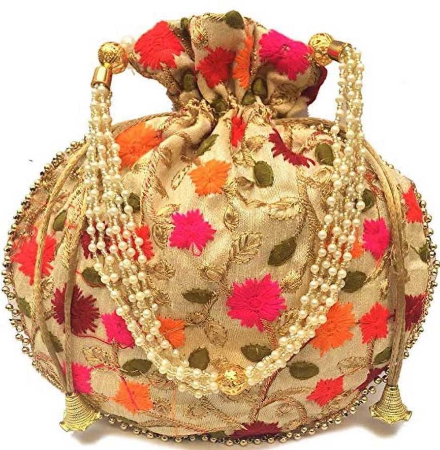 Buy Rajasthani Clutch Purse, Bag With Zardozi Work, Floral Pattern,  Shoulder Strap and Handle for Wedding, Evening Party & Traditional  Inspired. Online in India - Etsy